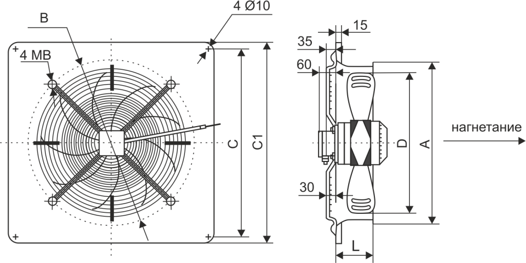Осевой вентилятор низкого давления Ровен YWF-4Е-450 with plate (ZF)