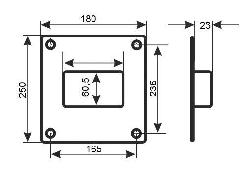 Площадка торцевая с фланцем ERA 612ПТГ 120х60 мм горизонтальная пластиковая