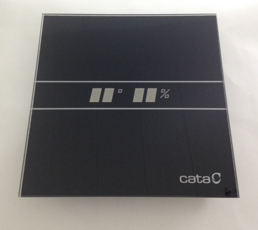 Накладной вентилятор Cata E 100 GTH Bk Black черный (Таймер, датчик влажности, термометр, дисплей)