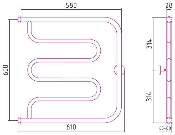 Полотенцесушитель водяной Сунержа Лира 600x600