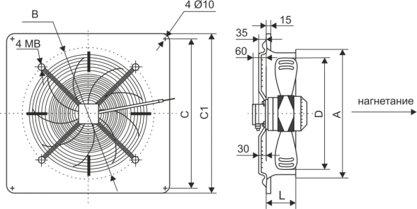 Осевой вентилятор низкого давления Ровен YWF-2Е-250 with plate (ZF)