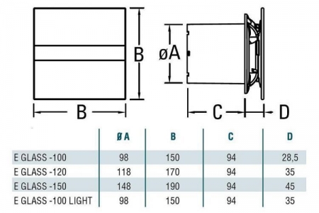 Накладной вентилятор Cata E 100 GLT Light (LED подсветка, Таймер)