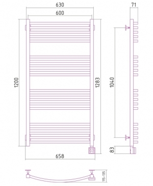 Полотенцесушитель электрический Сунержа Аркус 1200x600