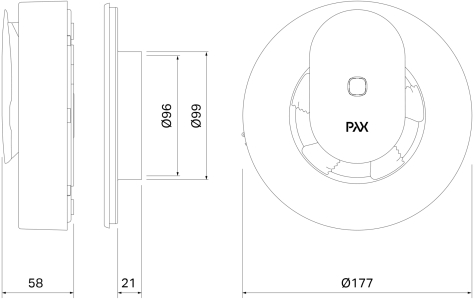 Вентилятор накладной PAX Norte Black (таймер, датчик влажности, программируемый, Bluetooth управление)