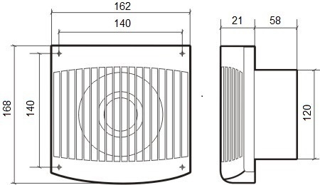 Вентилятор накладной ERA COMFORT 5-01 d125 с сетевым кабелем и выключателем